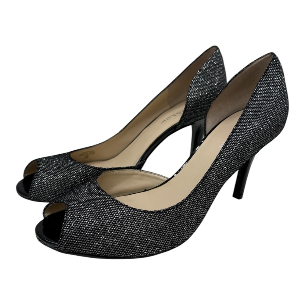 Kelly & Katie Glittering Black Peep-Toe Heels